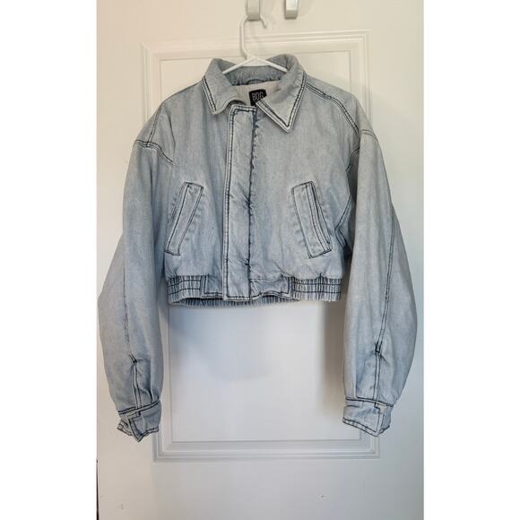 BDG Urban Outfitters Vintage Inspired Crop Bomber Baggy Jean Jacket - Picture 13 of 13